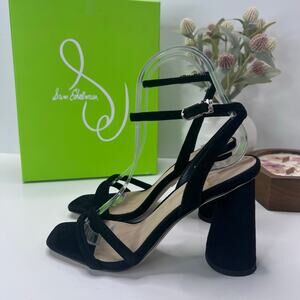 Sam Edelman Kia Block Heel Sandal Suede Ankle Strap Black Women 6M